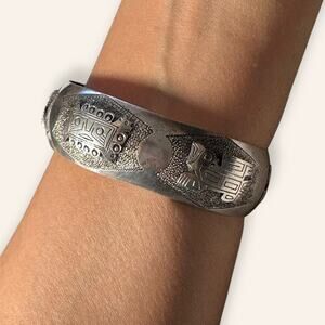 Mexican / Aztec 900 silver cuff bracelet